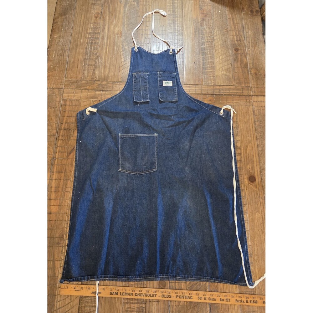 Vintage OshKosh B'Gosh Apron 70s 80s Work Shop Apron Blue Denim USA